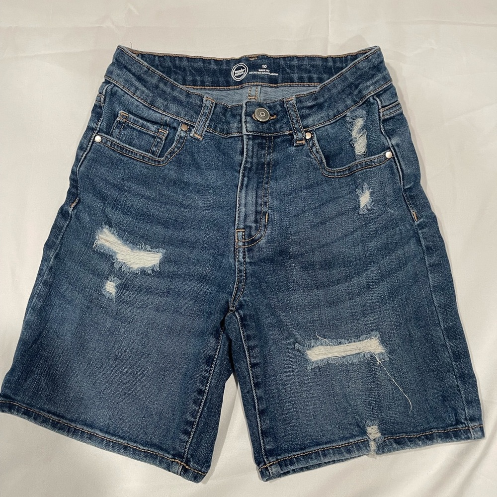 Wonder Nation Dark Blue Distressed Denim Shorts